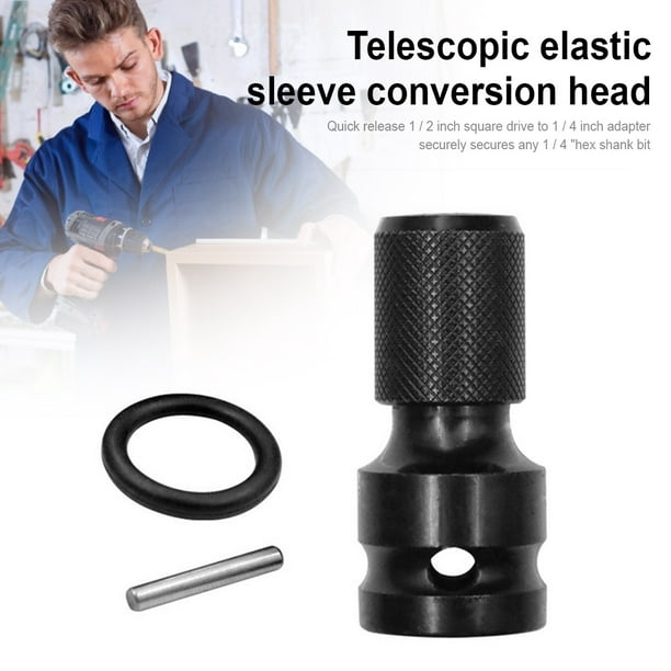 Power Tool Accessories Electric Wrench Socket Converter Telescopic Small Size Electric Wrench Socket Adapter for 1/2 Square to 1/4 Hex Bit Telescopic Converter 